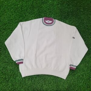 Vintage 90s JERZEES Ringer Sweatshirt xl 25x26 White NJEA USA